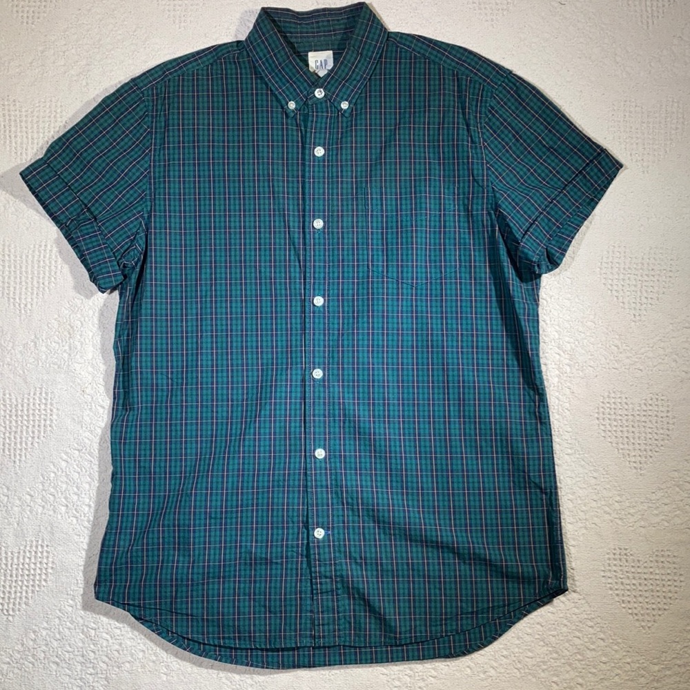Gap green plaid short sleeve